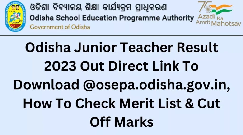 Odisha Junior Teacher Result 2023